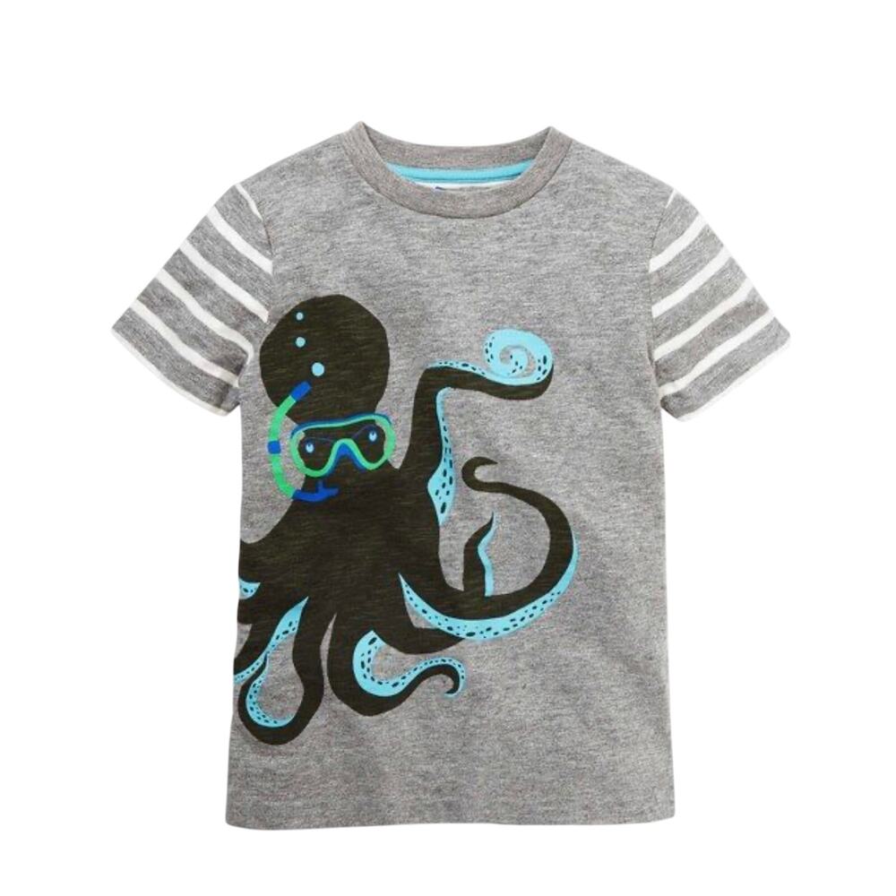 Mini Boden Boys Sea Creature T-Shirt - Gray Octopus Print